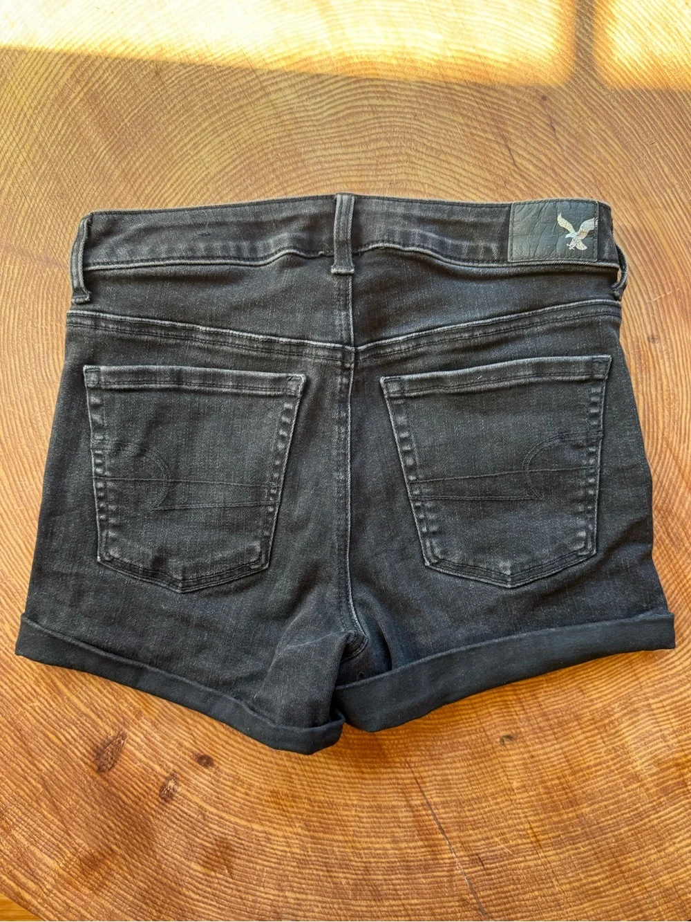 American Eagle Black Hi-Rise Shortie Super Stretch Jean Shorts - Size 2